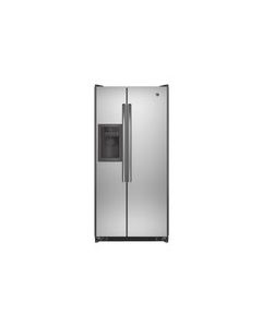 GE - 20.0 Cu. Ft. Side-by-Side Refrigerator with Thru-the-Door Ice and Water - Stainless Steel