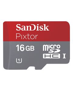 SanDisk - Pixtor 16GB microSDHC Class 10 Memory Card - Gray/Red