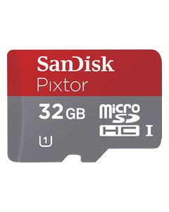 SanDisk - Pixtor 32GB microSDHC Class 10 Memory Card - Gray/Red