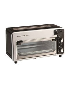 Hamilton Beach - Toastation 2-Slice Extra-Wide-Slot Toaster and Oven - Black and Brushed Stainless Steel