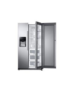 Samsung - 24.7 Cu. Ft. Side by Side Refrigerator with Food Showcase Door and Thru-the-Door Ice and Water - Stainless-Steel