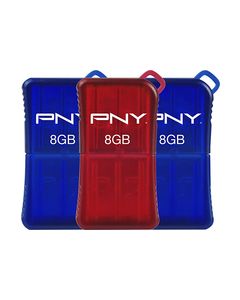 PNY - Micro Sleek Attaché 8GB USB 2.0 Flash Drives (3-Count) - Red/Blue