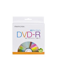 Memorex - 16x DVD-R Discs (10-Pack) - White