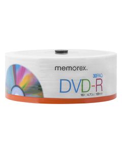 Memorex - 16x DVD-R Discs (30-Pack) - White