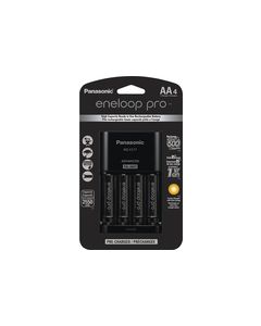 Panasonic - eneloop pro Charger and 4 AA Batteries Kit - Black