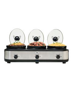 Elite Platinum - Triple Slow Cooker - Silver/Black