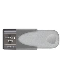 PNY - Turbo Plus 64GB USB 3.0 Flash Drive - Silver/Black