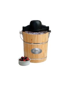 Elite Gourmet - 6-Quart Old-Fashioned Ice Cream Maker - Black/Wood