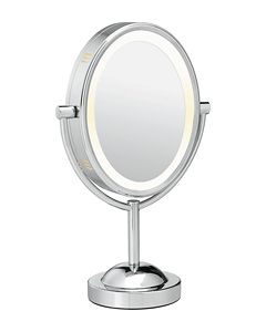 Conair - Double-Sided Lighted Oval Mirror - Chrome