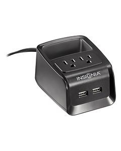 Insignia™ - 2-Outlet Desk Power Hub with Dual USB Charging Ports