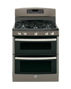 GE - 30" Self-Cleaning Freestanding Double Oven Gas Range - Slate