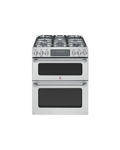 GE - Cafe 30" Self-Cleaning Freestanding Double Oven Gas Convection Range - Stainless/Stainless look