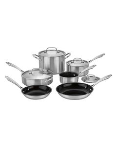 Cuisinart - GreenGourmet Tri-Ply 10-Piece Cookware Set - Stainless-Steel