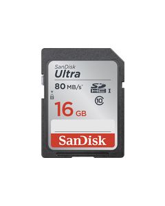 SanDisk - Ultra Plus 16GB SDHC Class 10 UHS-1 Memory Card - Black/Gray/Red