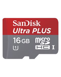 SanDisk - Ultra Plus 16GB microSDHC Class 10 UHS-1 Memory Card - Gray/Red