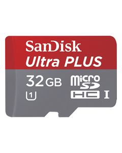 SanDisk - Ultra Plus 32GB microSDHC Class 10 UHS-1 Memory Card - Gray/Red