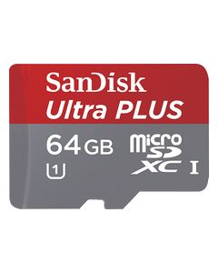 SanDisk - Ultra Plus 64GB microSDXC Class 10 UHS-1 Memory Card - Gray/Red