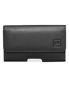 Platinum - Leather Hip Case for Most Cell Phones Up to 5" - Black