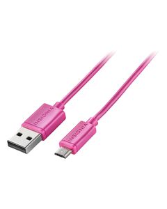 Insignia™ - 3' Micro USB-to-USB Type A Charge-and-Sync Cable - Hot Pink