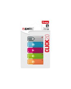 EMTEC - Click 8GB USB 2.0 Type A Flash Drives (5-Pack) - Pink/Gray/Blue/Green/Orange