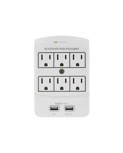 Monster - Core Power 650 6-Outlet Surge Protector - White