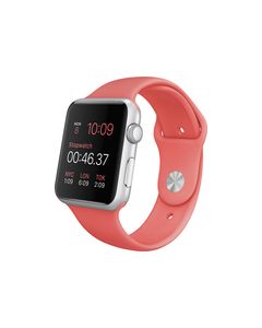 Apple - Apple Watch™ Sport 42mm Silver Aluminum Case - Pink Sports Band