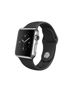 Apple - Apple Watch™ 38mm Stainless Steel Case - Black Sports Band