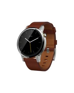 Motorola - Moto 360 2nd Generation Men's Smartwatch 42mm Stainless Steel - Silver/Cognac Leather