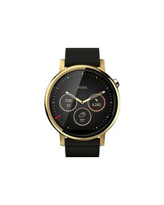 Motorola - Moto 360 2nd Generation Men's Smartwatch 46mm Stainless Steel - Gold/Black Leather