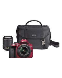 Nikon - D3300 DSLR Camera with 18-55mm VR II and 55-200mm VR II Lenses - Red