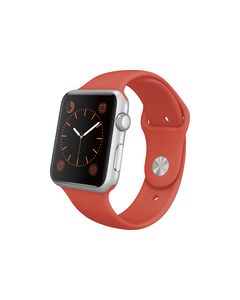 Apple - Apple Watch Sport 42mm Silver Aluminum Case - Orange Sport Band