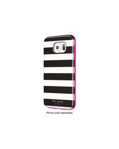 kate spade new york - Hybrid Hard Shell Case for Samsung Galaxy S6 Cell Phones - Candy Stripe Black/Cream/Pink