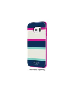 kate spade new york - Hybrid Hard Shell Case for Samsung Galaxy S6 edge Cell Phones - Multi Stripe Mint/Navy/Cream/Pink