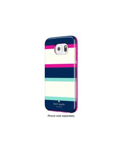 kate spade new york - Hybrid Hard Shell Case for Samsung Galaxy S6 Cell Phones - Multi Stripe Mint/Navy/Cream/Pink