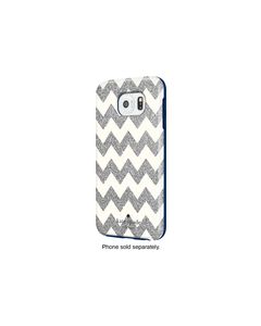 kate spade new york - Hybrid Hard Shell Case for Samsung Galaxy S6 Cell Phones - Chevron Silver Glitter/Cream/Navy