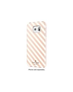 kate spade new york - Hybrid Hard Shell Case for Samsung Galaxy S6 Cell Phones - Diagonal Stripe Rose Gold/Cream