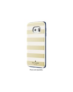 kate spade new york - Hybrid Hard Shell Case for Samsung Galaxy S6 edge Cell Phones - Candy Stripe Gold/Cream/Navy