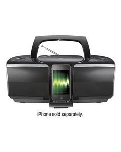 Insignia™ - CD Boombox with FM Radio and Apple® iPhone® and iPod® Dock - Black/Gray