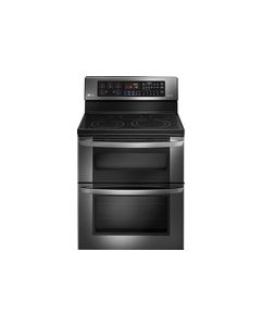 LG - 6.7 Cu. Ft. Freestanding Double Oven Electric Convection Range - Black Stainless Steel