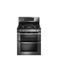 LG - 6.1 Cu. Ft. Freestanding Double Oven Gas Convection Range - Black Stainless Steel