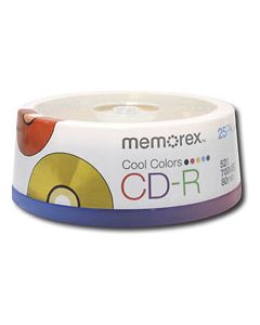 Memorex - 25-Pack 48x Multicolored CD-R Disc Spindle