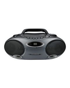 Memorex - CD/Cassette Boombox with AM/FM Tuner - Black/Silver