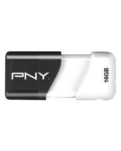 PNY - Compact Attaché 16GB USB 2.0 Flash Drive - Black/White