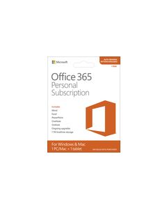 Microsoft Office 365 Personal (1 Mac or PC + 1 iPad or Select Windows Tablet) (1 Year Subscription) - Mac|Windows