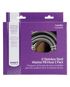 Smart Choice - 6' Stainless-Steel Washing Machine Fill Hose (2-Pack)