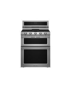 KitchenAid - 30" Self-Cleaning Free-Standing Double Oven Gas Convection Range - Stainless Steel