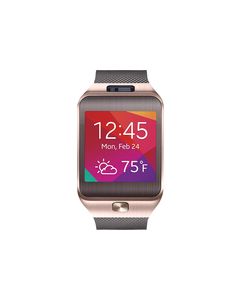 Samsung - Gear 2 Smartwatch 58.4mm Metal - Gold/Brown Rubber