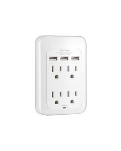 Insignia™ - 4-Outlet 3-USB-Port Power Hub with Surge Protection