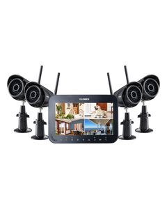 Lorex - 4-Channel, 4-Camera Indoor/Outdoor Wireless Surveillance System - Black