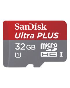 SanDisk - Ultra Plus 32GB microSDHC Class 10 Memory Card - Red/Gray